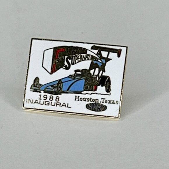 Vintage 1988 Fram Supernationals NHRA Inaugural Drag Racing Texas Hat/Jacket Pin - Picture 2 of 8